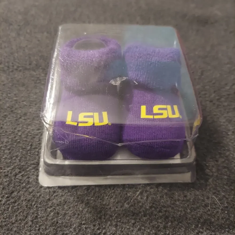LSU Baby Booties 3-6 Months Purple Gold
